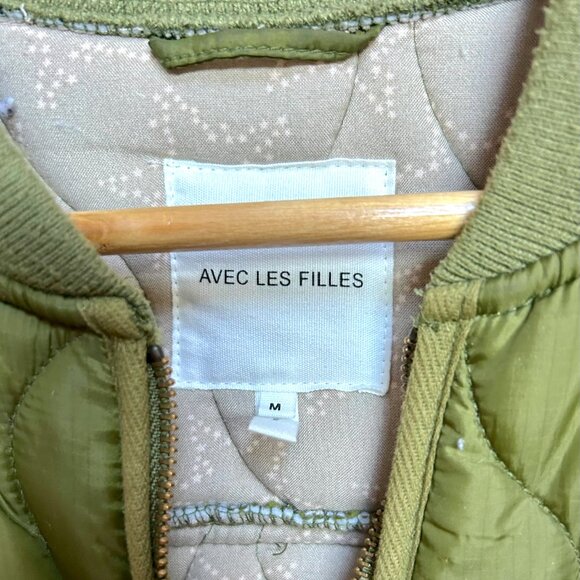 Avec les Filles green quilted coat jacket size M - Picture 4 of 5